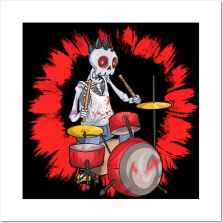 Punk Drummer Skull Posters and Art